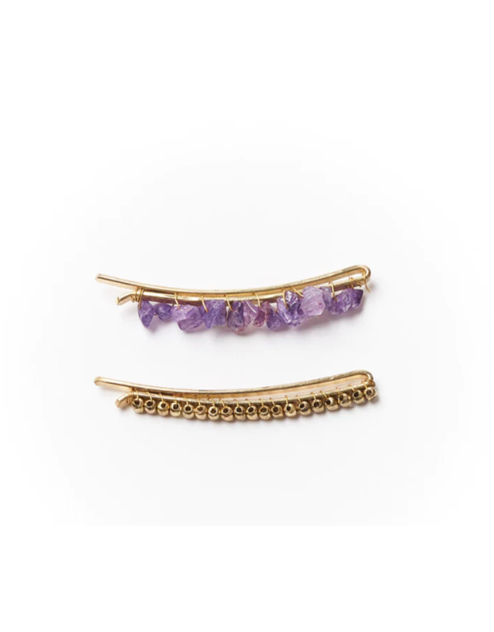 India Indali Amethyst Bobby Pins - Set of 2