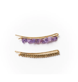 India Indali Amethyst Bobby Pins - Set of 2