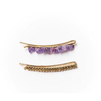 India Indali Amethyst Bobby Pins - Set of 2