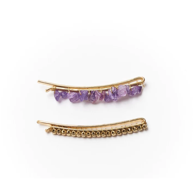 Indali Amethyst Bobby Pins - Set of 2