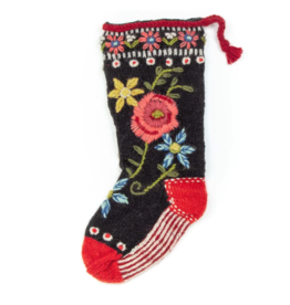 Nepal Knit Christmas Stocking - Floral Spray, Nepal