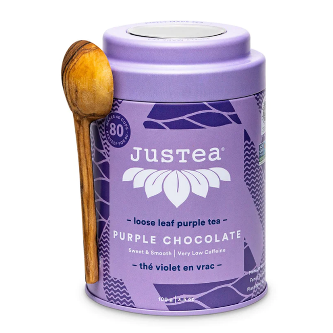 JusTea - Purple Chocolate Tin w/ Spoon