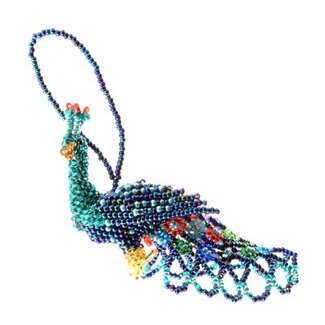 Guatemala Beaded Peacock Ornament - Large