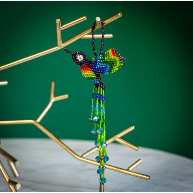 Beaded Hummingbird Ornament - Large