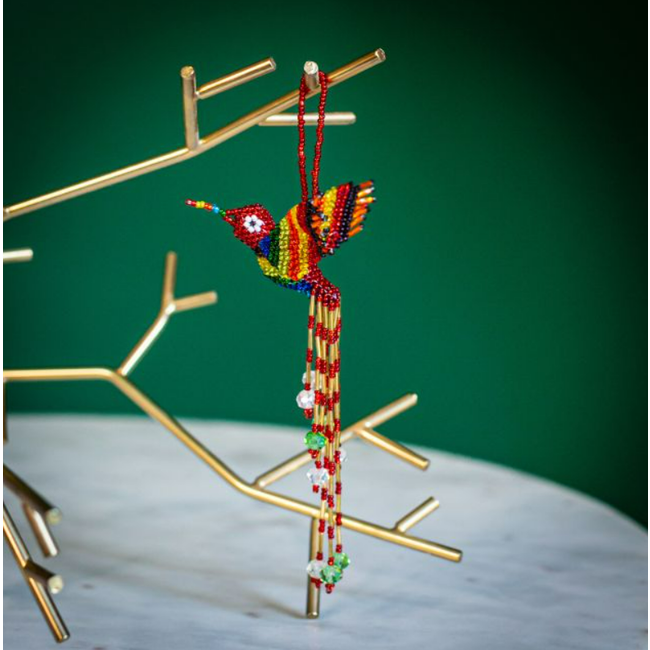 Beaded Hummingbird Ornament - Large