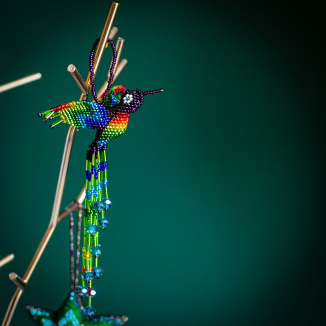 Beaded Hummingbird Ornament - Large