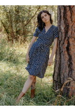 India Katie Wrap Dress in Micro Floral Navy, India