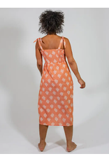 India Provence Midi Dress in Peach Ikat, India