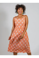India Provence Midi Dress in Peach Ikat, India