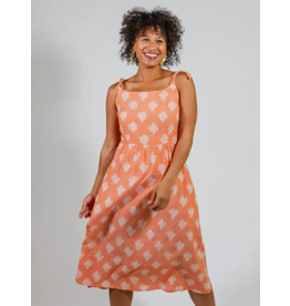 India Provence Midi Dress in Peach Ikat, India