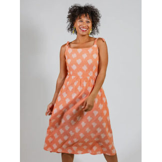 India Provence Midi Dress in Peach Ikat India Provence Midi Dress in Peach Ikat