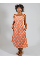 India Provence Midi Dress in Peach Ikat, India