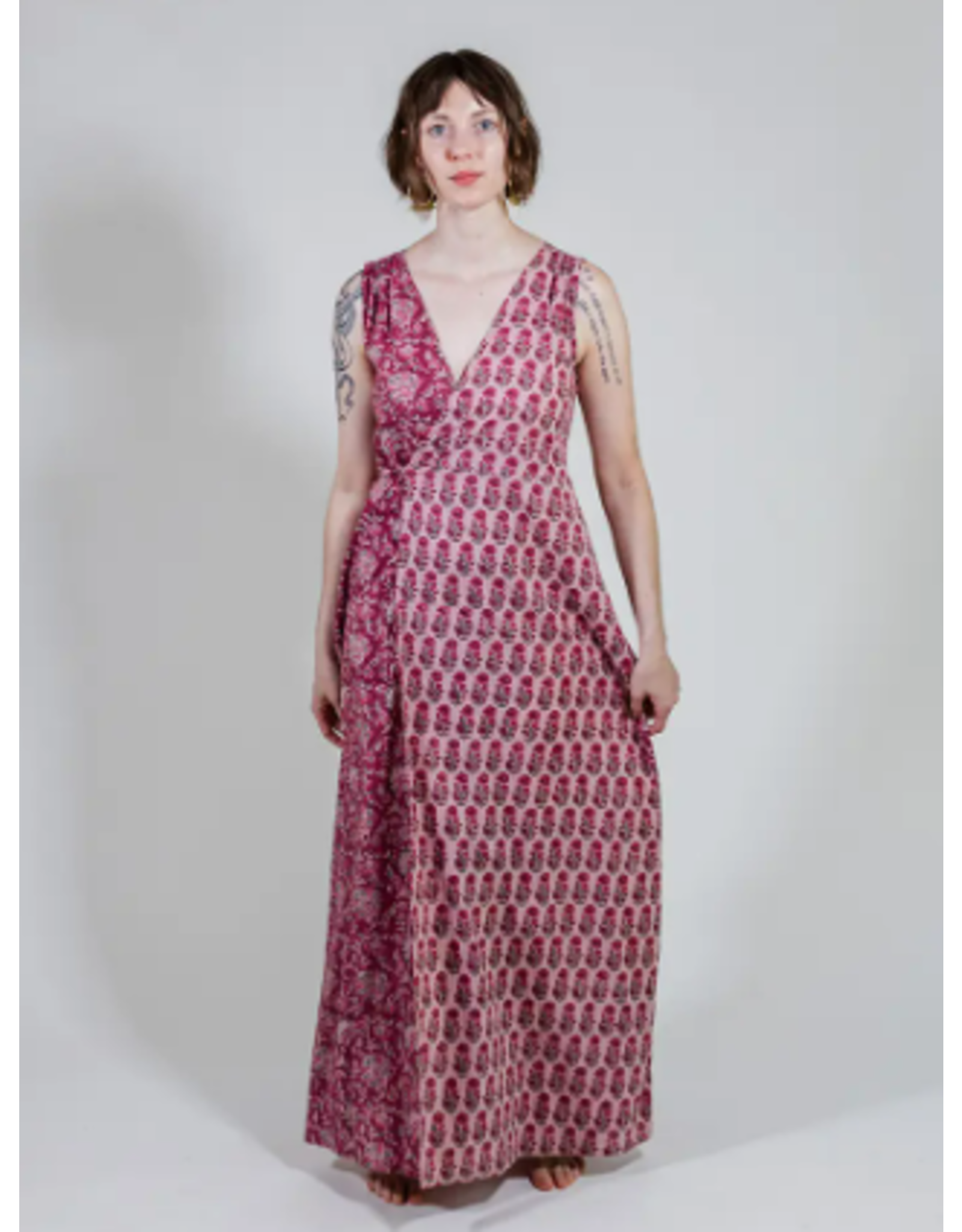 India Bekka Maxi Dress in Magenta Vine Floral, India