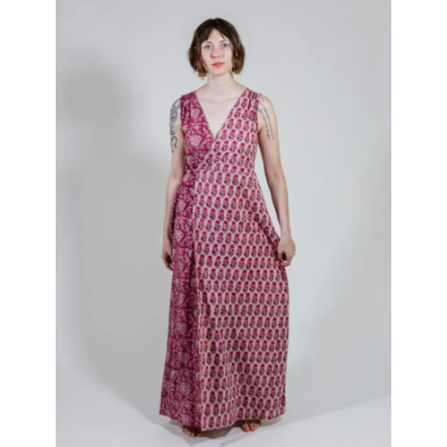Bekka Maxi Dress in Magenta Vine Floral