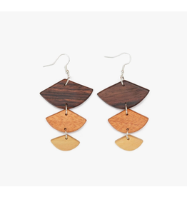 Guatemala Golden Wood Geometric Earrings, Guatemala