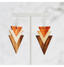 Guatemala Tri-Tone Arrowhead Wood Earrings, Guatemala