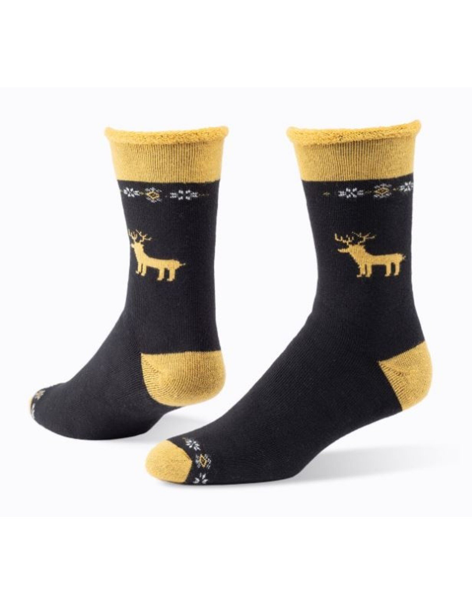 Wool Snuggle Socks - Reindeer/Black - Village Goods