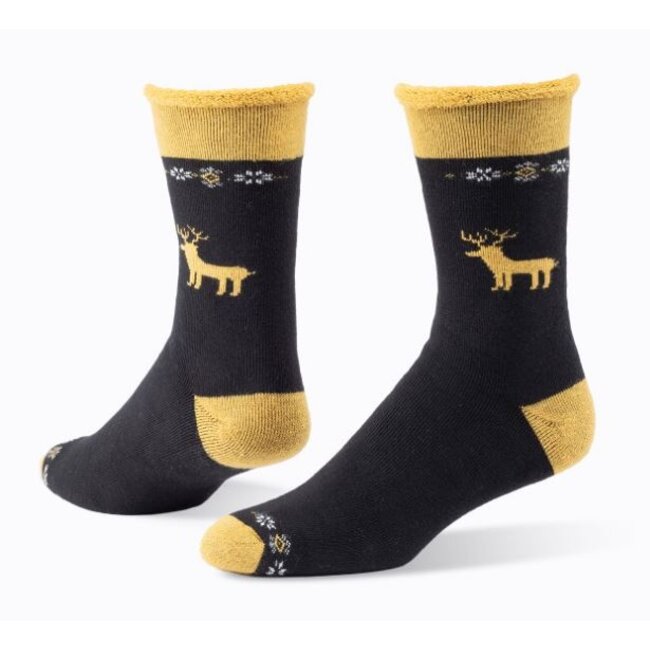 Wool Snuggle Socks - Reindeer/Black