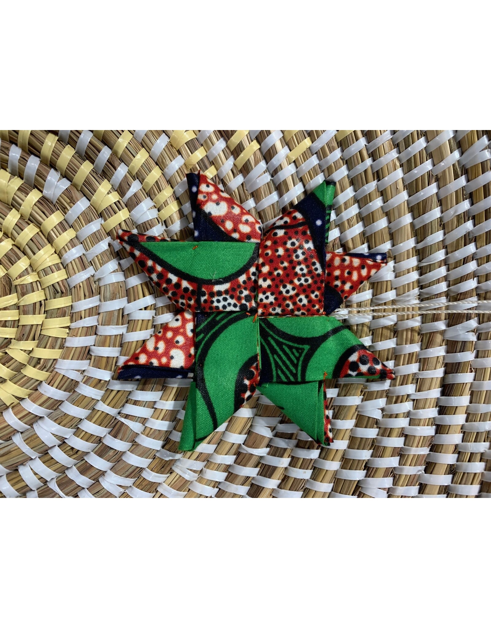 Rwanda CLEARANCE Fabric Star Ornament - Red & Green, Rwanda