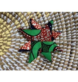 Rwanda CLEARANCE Fabric Star Ornament - Red & Green, Rwanda