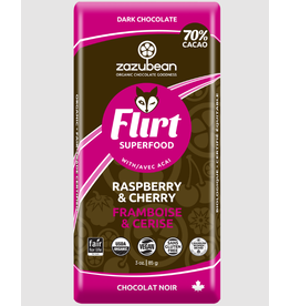 Zazubean Flirt - 70% Dark Chocolate Raspberry & Cherry w/ Açai Bar 85g