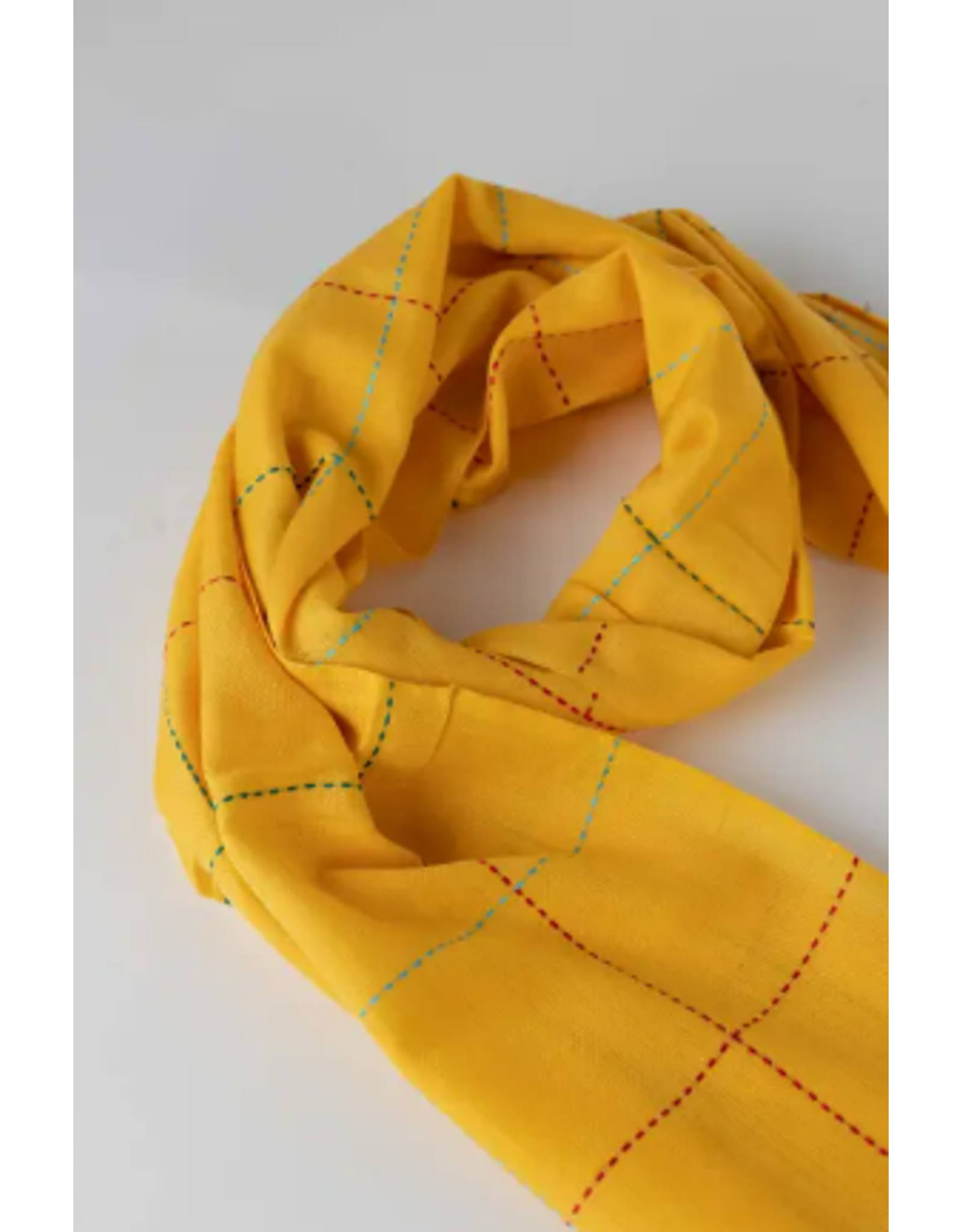 India Goldenrod Kantha Stitch Scarf, India