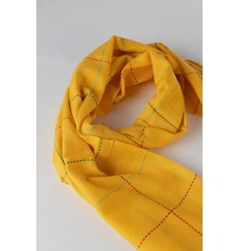 India Goldenrod Kantha Stitch Scarf, India