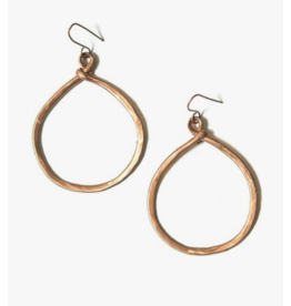 Peru Hammered Copper Loop Earrings, Peru