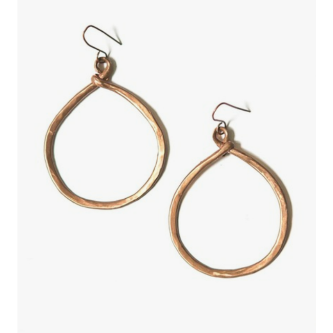 Hammered Copper Loop Earrings