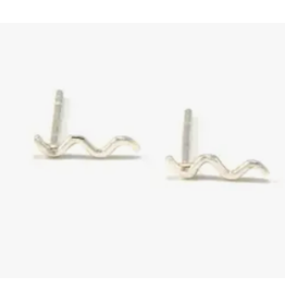 India Squiggle Stud Earrings - Sterling Silver, India