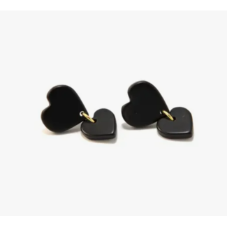 India CLEARANCE Black Heart Clay Earrings