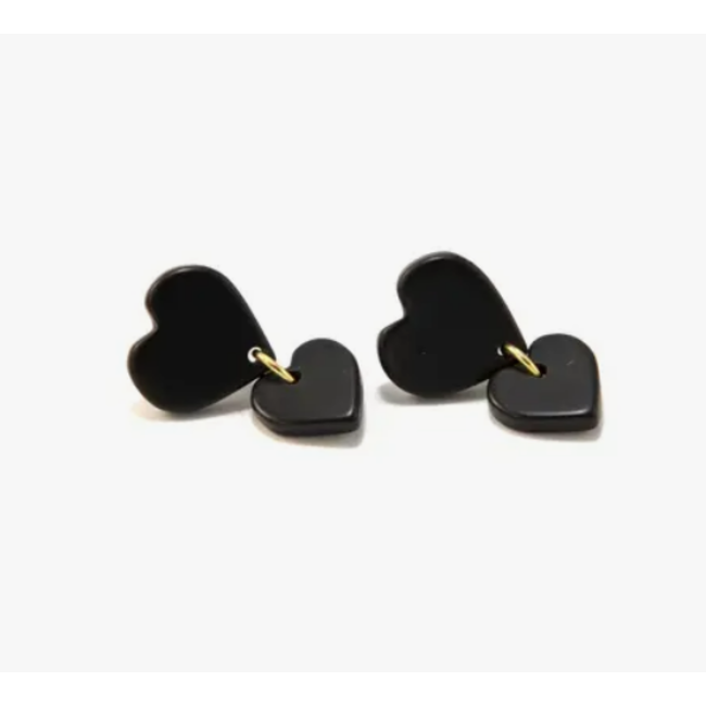 Black Heart Clay Earrings
