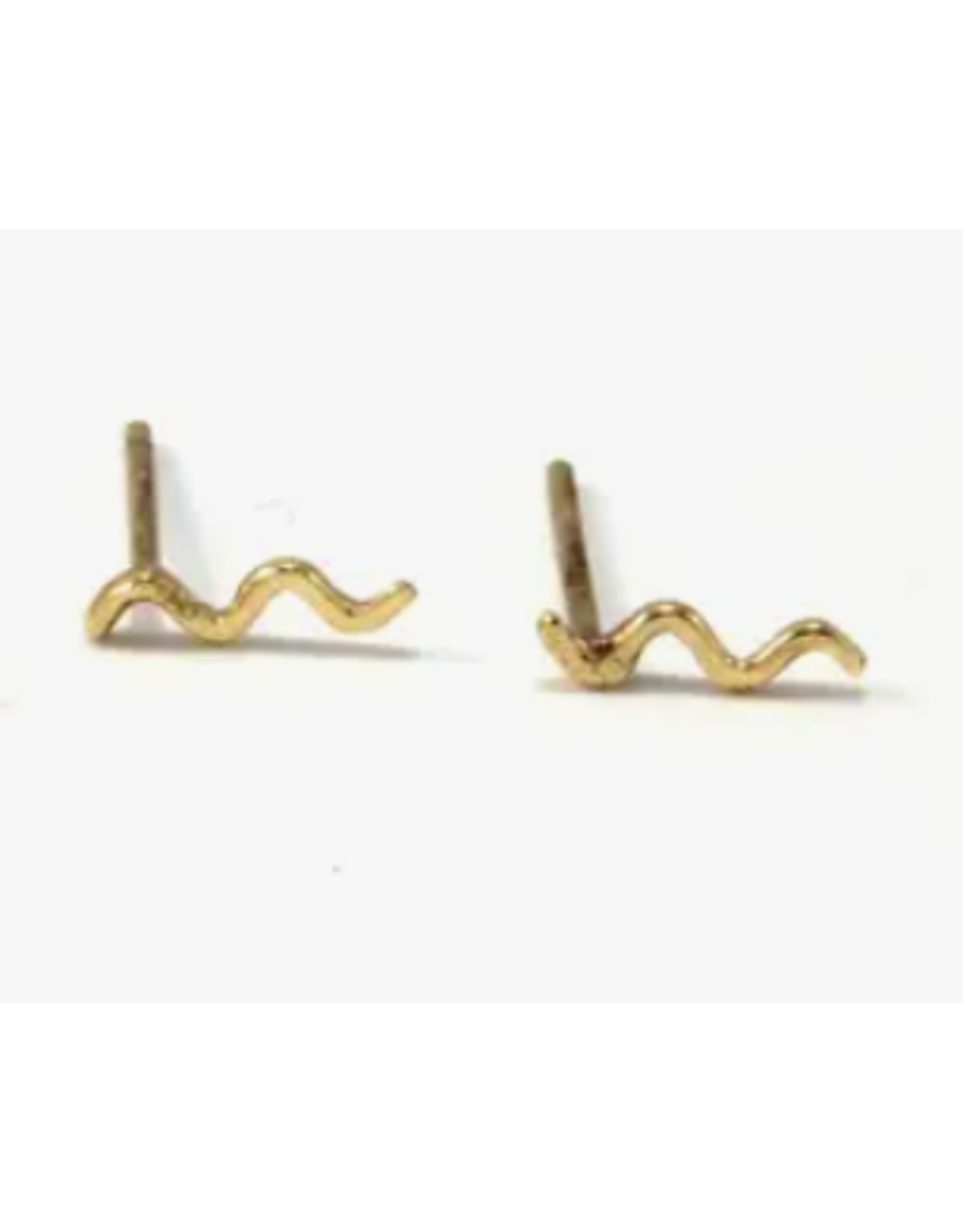 India Squiggle Stud Earrings - Brass, India