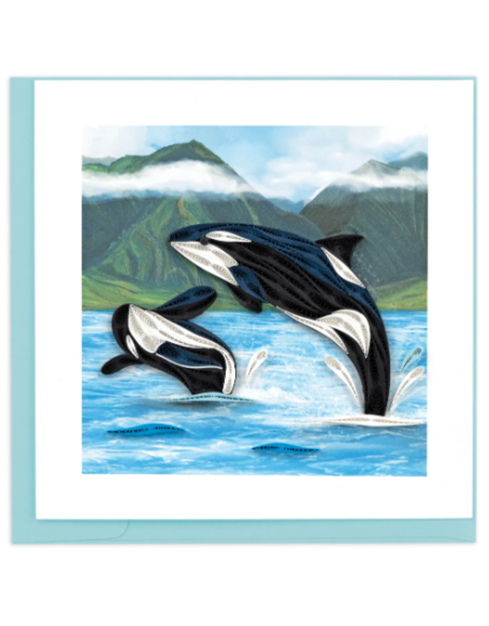 Vietnam Quilled Orca Whales Card, Vietnam