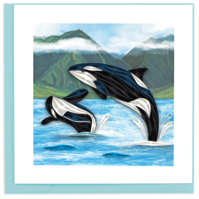 Quilled Card - Orca Whales