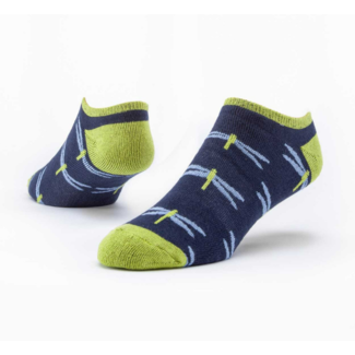Tanzania Cotton Footie Socks - Navy Dragonfly
