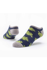 Tanzania Cotton Footie Socks - Navy w/ Green Turtles