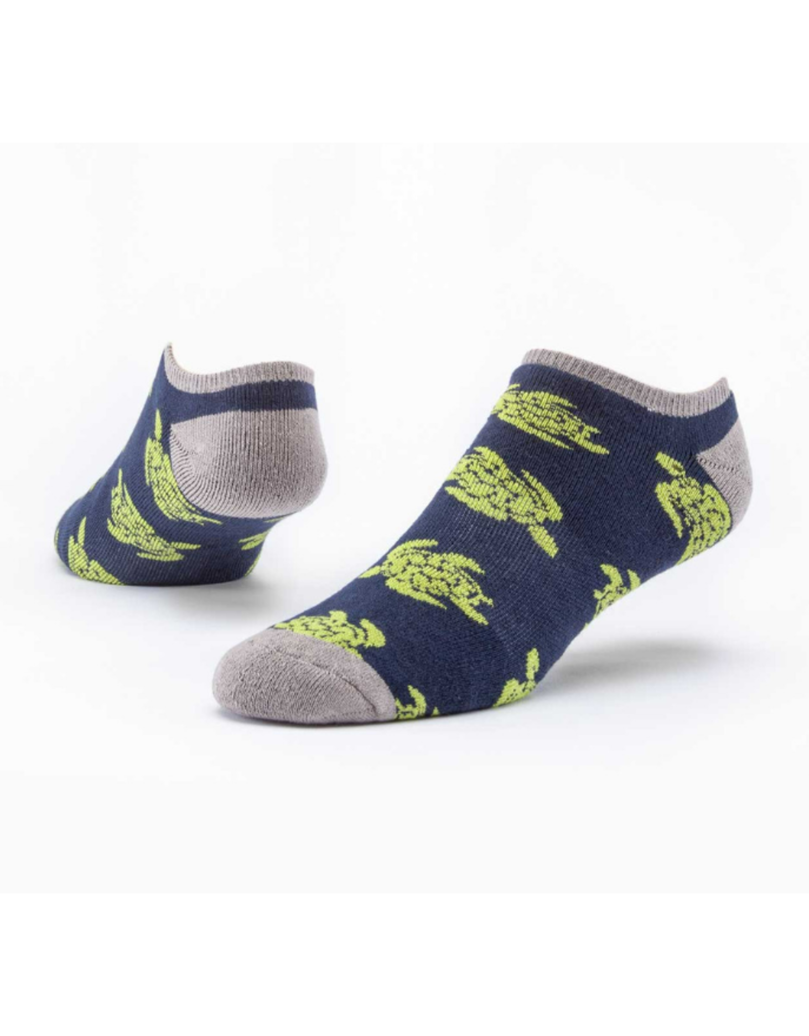 Tanzania Cotton Footie Socks - Navy w/ Green Turtles