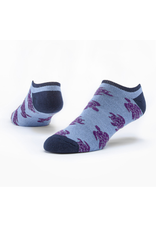 Tanzania Cotton Footie Socks - Blue w/ Purple Turtles