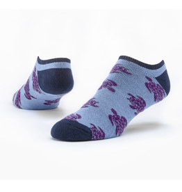 Tanzania Cotton Footie Socks - Blue w/ Purple Turtles