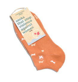 India Ankle Socks That Stop Violence Against Women - Orange w/ Butterflies