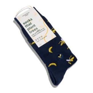India Crew Socks That Plant Trees - Navy Bananas