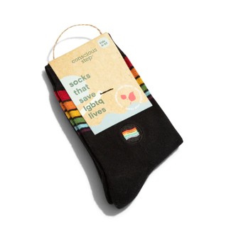 India CLEARANCE Socks that Save LGBTQ Lives Black Stripe - Kids 4-6Y