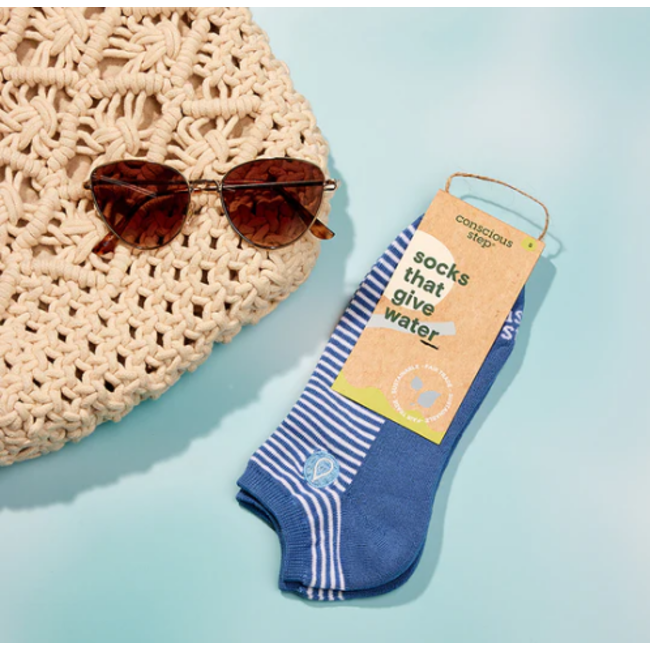 Ankle Socks That Give Water - Blue Stripe