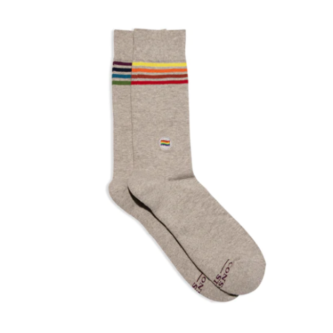 Conscious Step Crew Socks That Save LGBTQ Lives - Grey Stripe