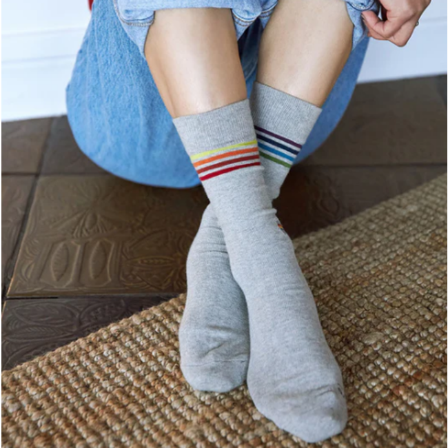 Conscious Step Crew Socks That Save LGBTQ Lives - Grey Stripe