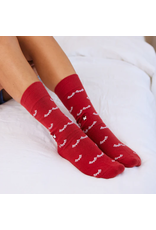 India Crew Socks That Stop Violence Against Women - Red w/ Eyelashes