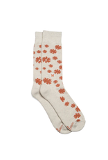 India Crew Socks That Stop Violence Against Women - Tan w/ Flowers