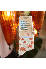 India Crew Socks That Stop Violence Against Women - Tan w/ Flowers