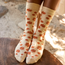 Conscious Step Crew Socks That Stop Violence Against Women - Tan w/ Flowers